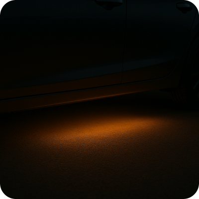 Delikatne światło LED pod spodem pojazdu